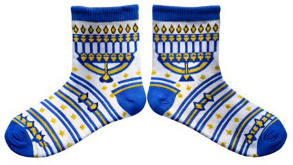 Menorah and Star of David socks transparent