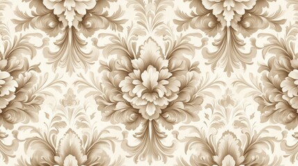 Digital rendering of a traditional damask pattern in muted, elegant tones. The intricate details and timeless design make it ideal for classic wallpaper or sophisticated fabrics.