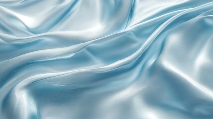 Obraz premium Digital rendering of luxurious light blue silk with a subtle, flowing wave pattern in matching tones. The design offers a calming, sophisticated look, ideal for high-end interiors.
