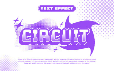 y2k circuit editable text effect with halftone effect for logo, title, sticker, poster template