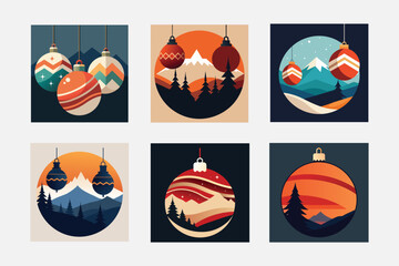 Christmas bauble ornaments silhouette vector 