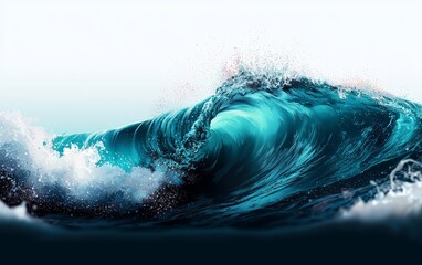 Clean sketch, contrasting ocean wave patterns, flat design illustration