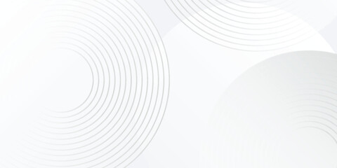 White geometric abstract background overlap layer on bright space with lines effect decoration. Modern graphic design element circles style concept for