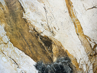 Golden white Patagonia marble in black and gold veinings. Luxurious golden white marble or granite, seamless background texture.