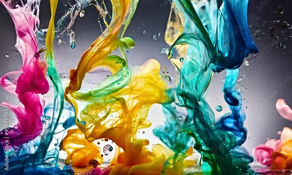 Aufkleber abstract colorful ink swirls in water creating beautiful shapes and patterns.