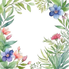 Watercolor botanical background frame