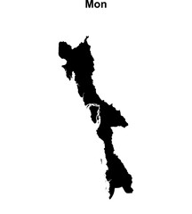 Mon blank outline map