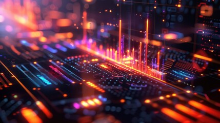 Obraz premium Abstract Digital Interface with Glowing Data Lines