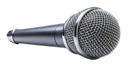 Close-up of a professional microphone on a table transparent