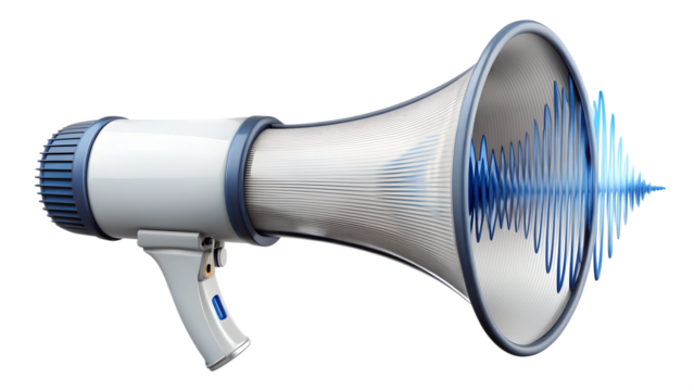 Loudspeaker emitting sound waves at a public event transparent