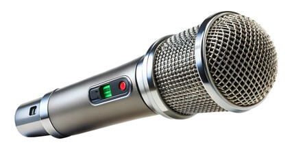Studio table with a microphone close-up transparent