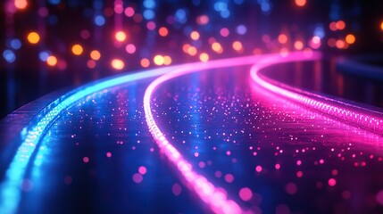 abstract pink blue neon backgroun spee of light motion blurry lines an bokeh lights digital wallpaper