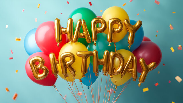 happy birthday card with balloons