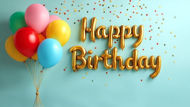 happy birthday card with balloons