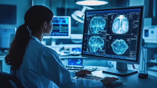 A high-resolution image of a digital mammogram displayed on a medical monitor in a radiology room with a healthcare professional analyzing the results emphasizing the importance of early detection