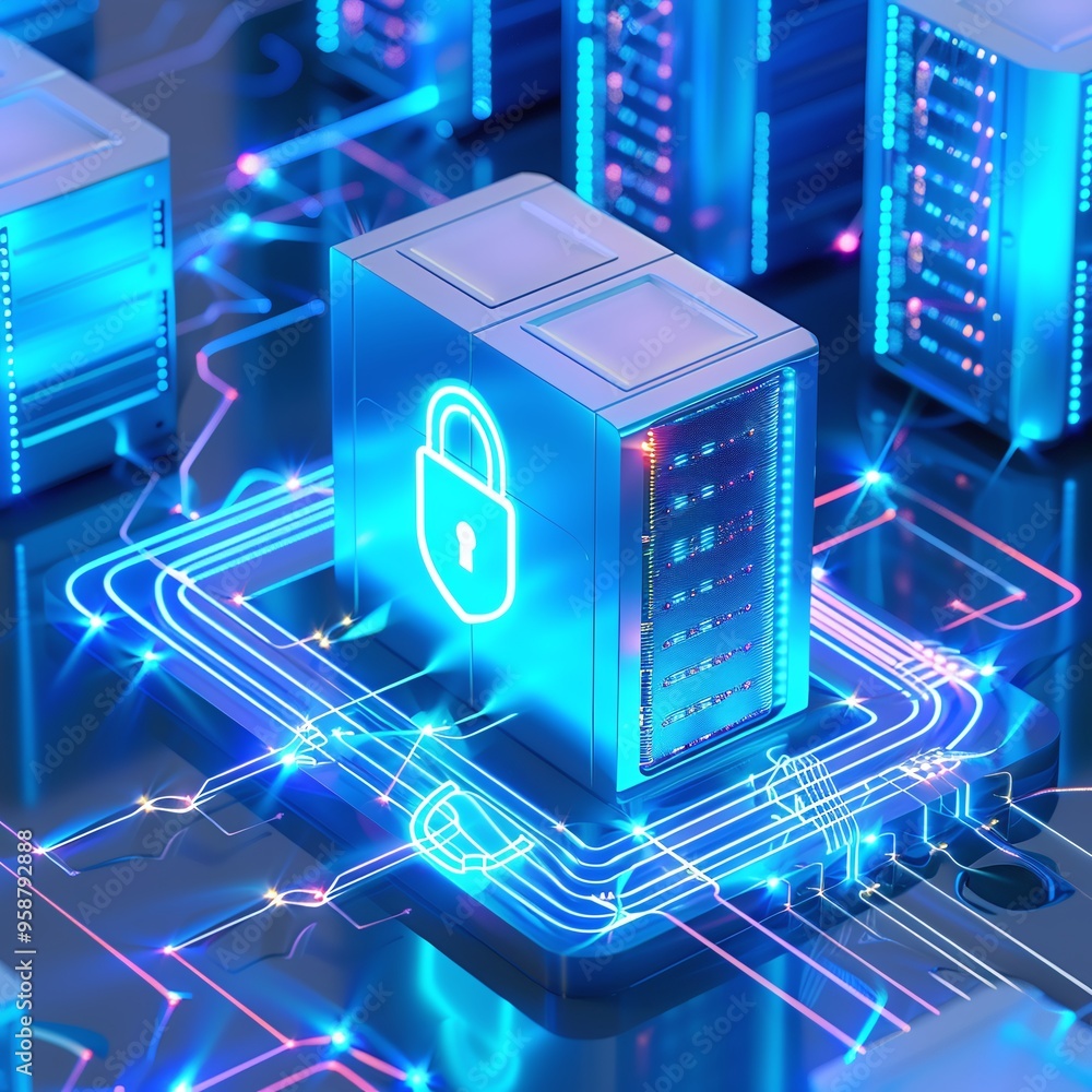Aufkleber data server with advanced cybersecurity mechanisms to protect and manage information through high-te