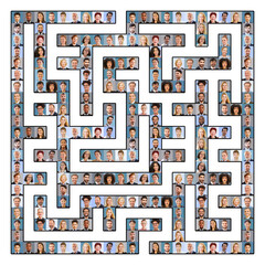 Labyrinth Collage aus Geschäftsleuten als Personal Konzept