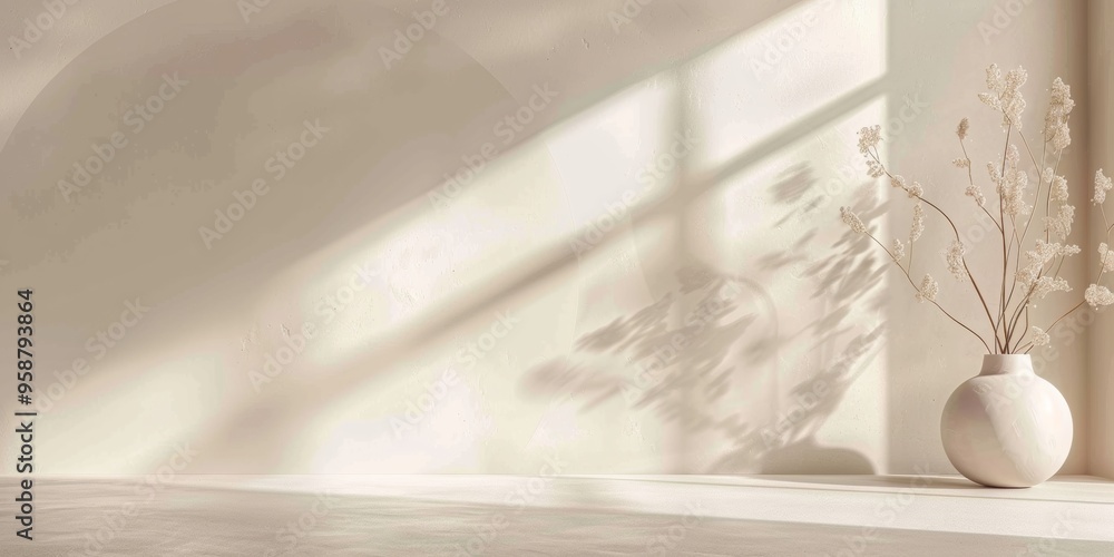 Poster create a minimalist background with soft, neutral colors like beige, light gray, and white. the desi