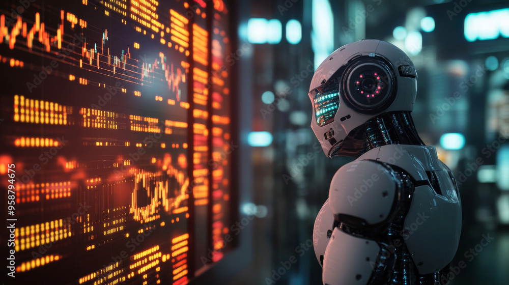 Poster automated trading uses ai to buy and sell stocks. this robot can analyze market data and make trades