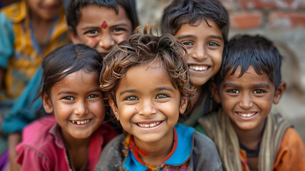 Obraz premium a picture of showing kids happy faces those are getting donations for their education