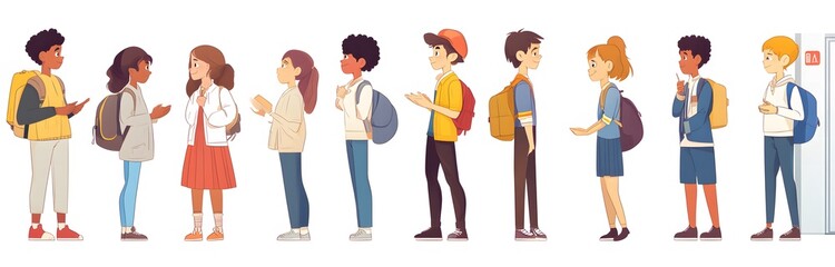 set of vector illustrations of cartoon characters talking