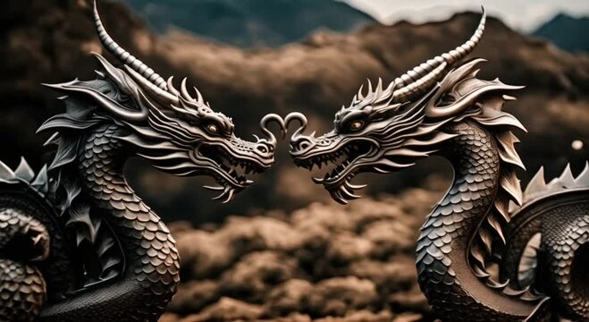two dragons forming a heart