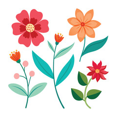 Set of isolated watercolor flower decoration Generative Ai