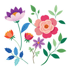Set of isolated watercolor flower decoration Generative Ai