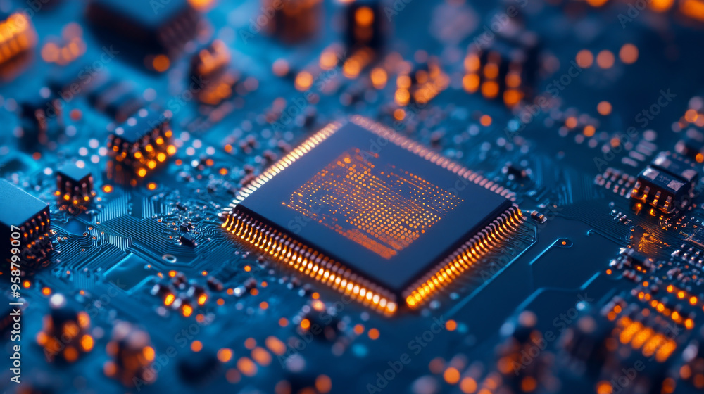 Poster electronics factories use silicon wafers to make tiny computer chips. these chips are like the brain