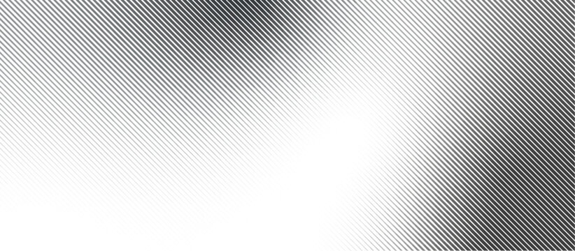 Abstract background with halftone stroke effect. Backdrop with dirty and grungy monochrome texture. Wallpaper with black white gradient lines. Striped retro vector illustration with outlines