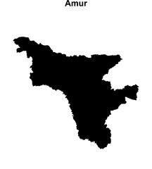 Amur blank outline map