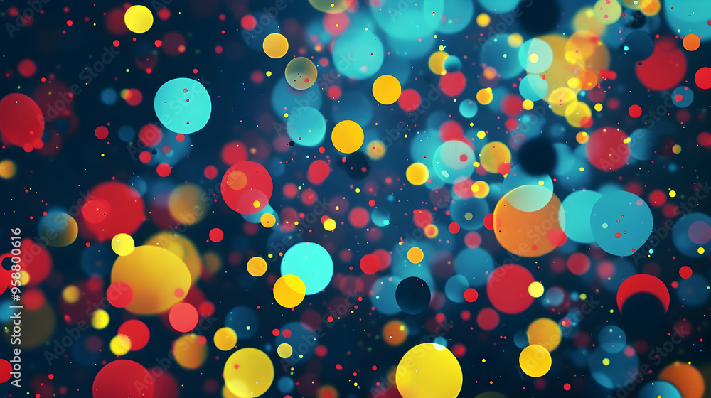 Poster simple round splashes everywhere on a simple background, generative ai technology