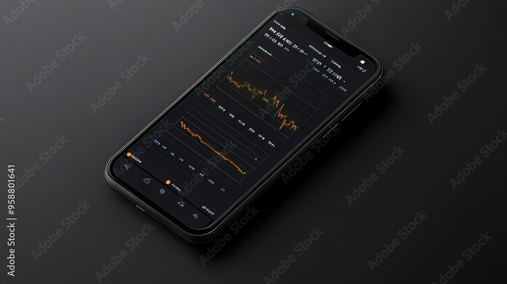 Poster a mobile app for managing finances, trading, and analyzing data. it features user-friendly design an