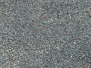 Cemented small random cut rubbles and cobble stones in various colors into cemented precast mold. 