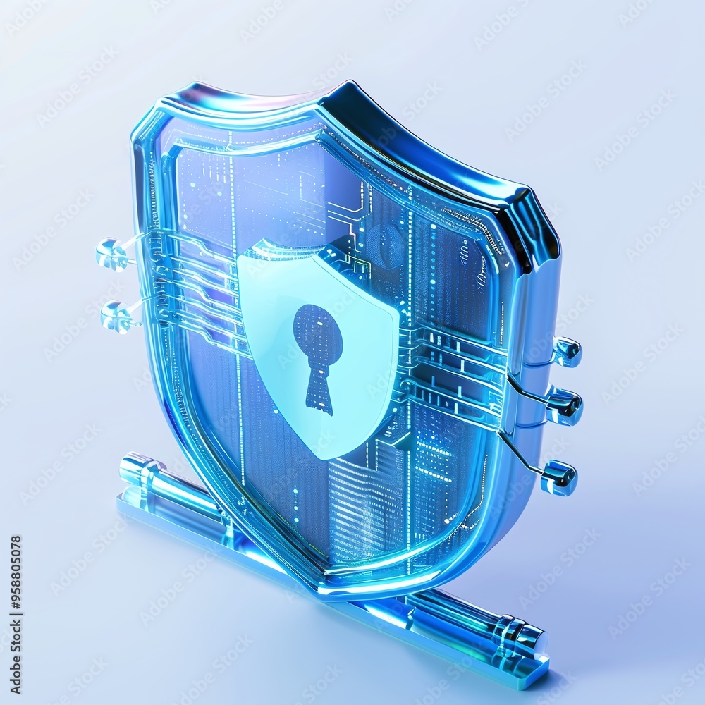 Aufkleber futuristic digital shield with keyhole representing cybersecurity, protection, and data encryption i