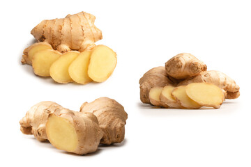 Ginger root isolated on white background.
