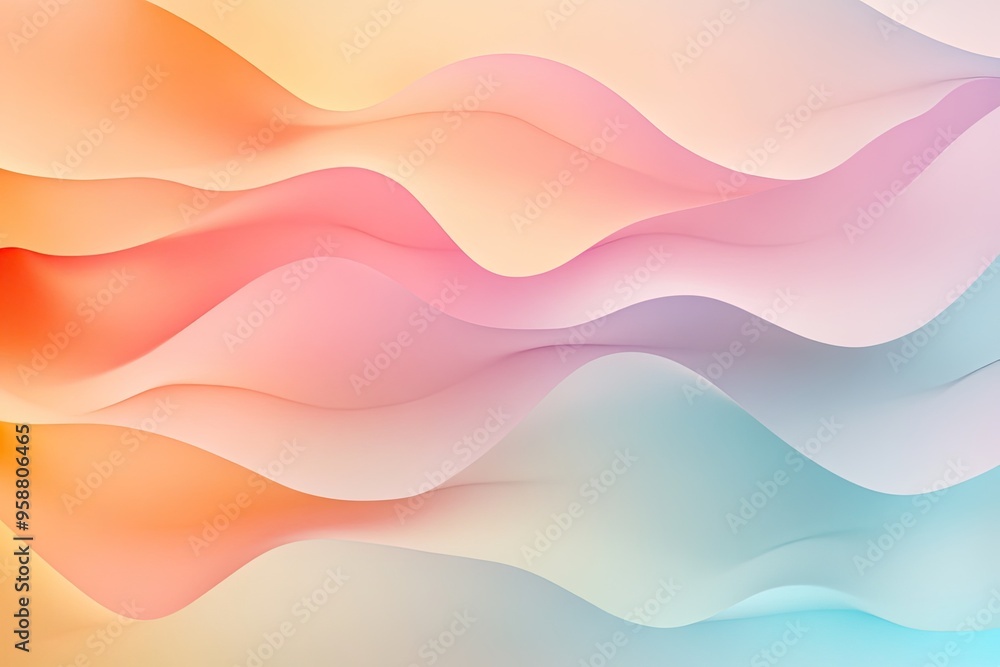 Poster soft, flowing waves of pastel colors create a calming and elegant abstract background for design pro