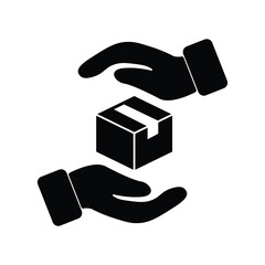 hand holding parcel in flat style. Home delivery, fast and convenient service concept. Vector graphic illustration