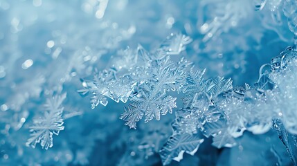 Close-up of intricate ice crystals, showcasing the delicate beauty of nature's frozen art.