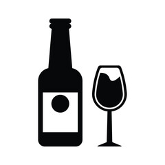 silhouette of a bottle of wine, beer bottle icon vector glyph style design.