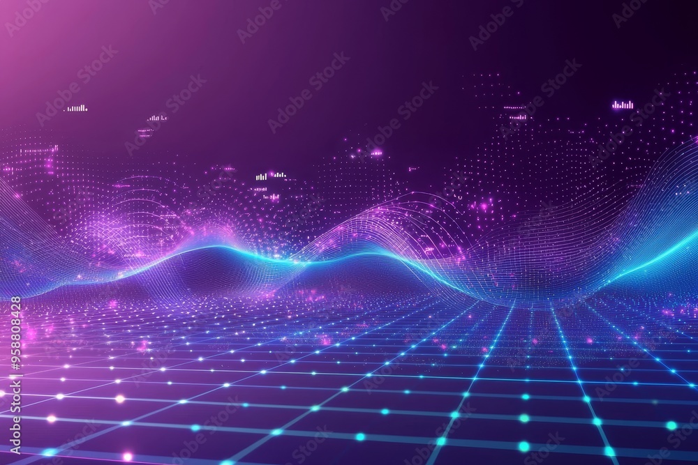 Poster purple metaverse space backdrop with abstract world concept. 3d rendering.