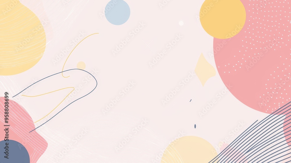 Poster lines and geometric shapes are arranged in an abstract background