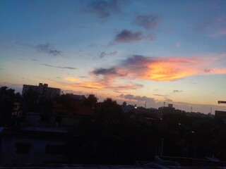 sunset over the city