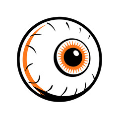 Eyeball with orange iris, Halloween theme, vector art 