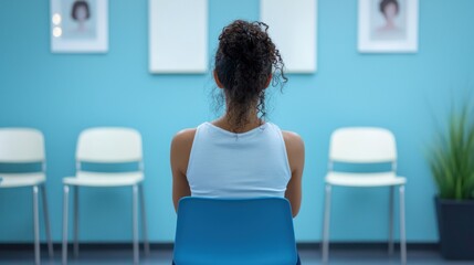 A woman at a clinic waiting for her breast cancer screening.