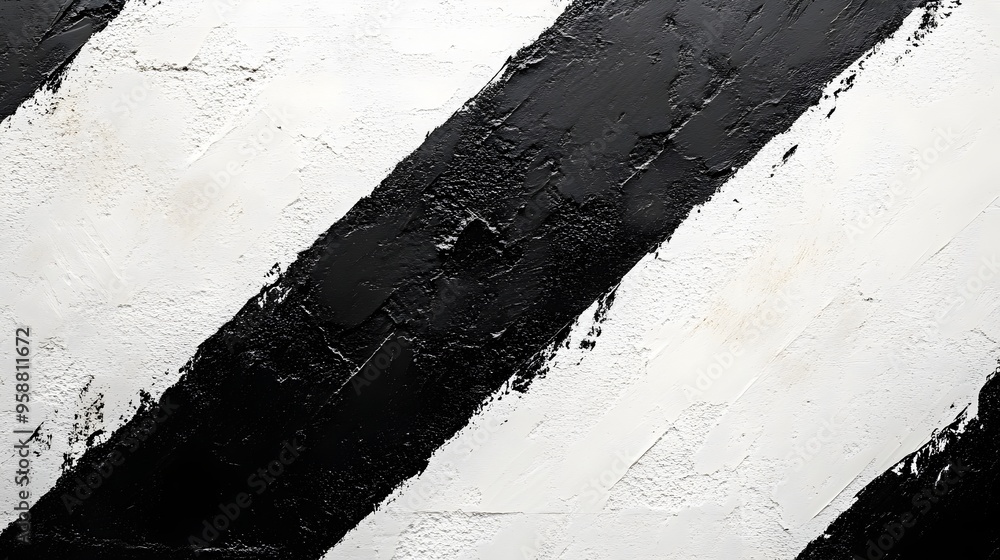 Poster bold black diagonal stripe on white canvas with chevron patterns