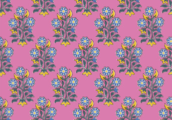 INDIAN TRADITIONAL FLORAL BLOCK PRINT DESIGN AJRAKH PRINTS BATIK PRINTS SANGANER JAIPUR SEAMLESS PATTERNS 