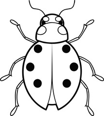 ladybug line art silhouette vector illustration