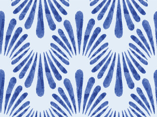 WAVY SEAMLESS INDIGO PATTERNS IN  AJRAKH PATTERN, HAND BLOCK PRINT, BATIK PRINT, INDIAN TEXTILE BACKGROUND