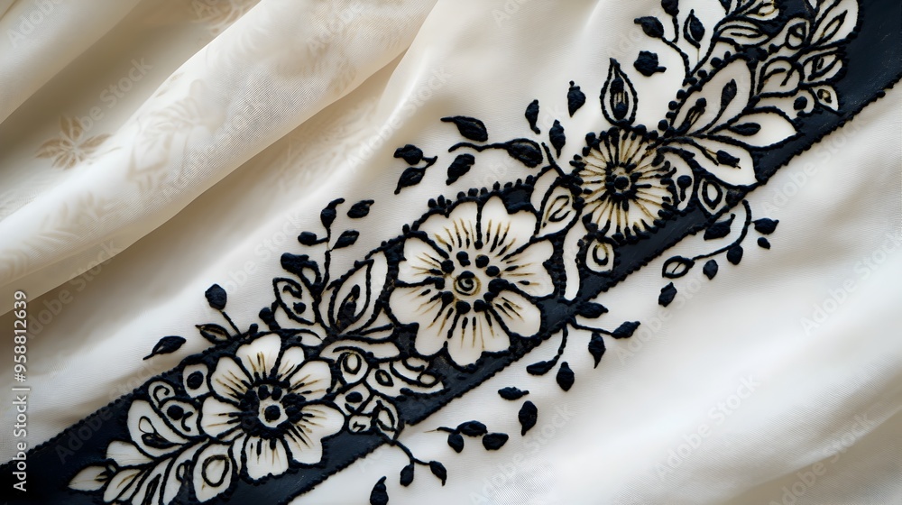 Poster elegant diagonal stripe with intricate mehndi design on white background